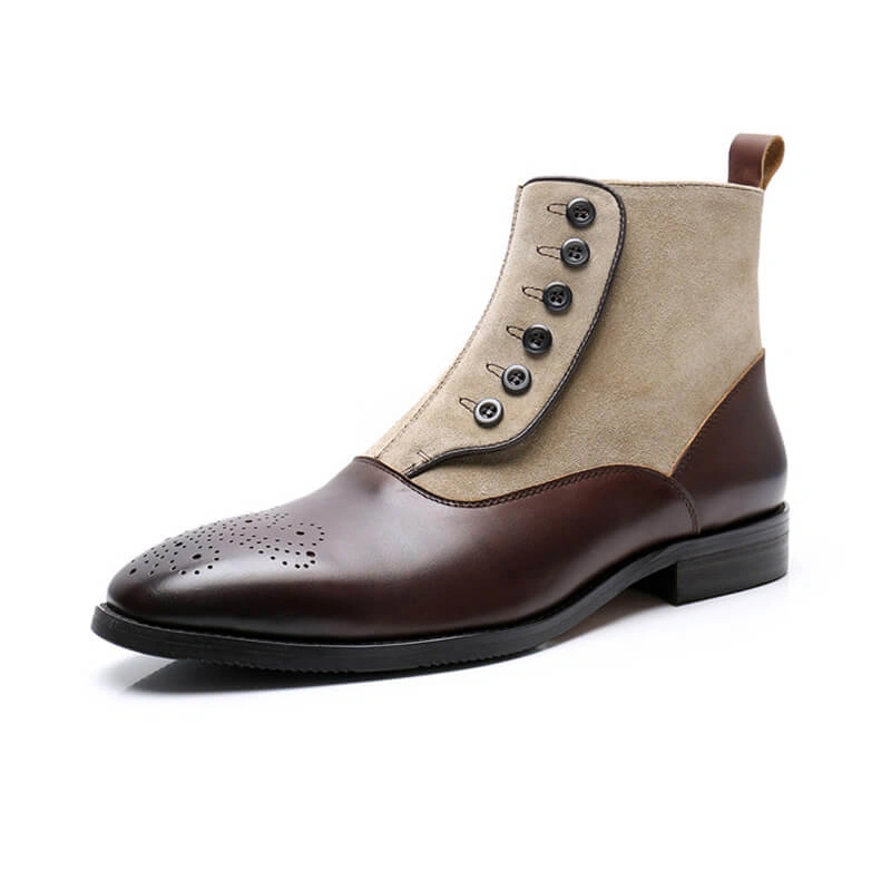 Nahezu neuwertige Leder-Balmoral-Stiefel mit Knöpfen – Exklusiv für die USA – Stil pur!